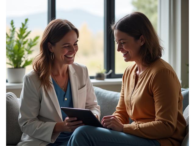 Woman undergoing a personalized wellness assessment with a coach, focusing on various health indicators