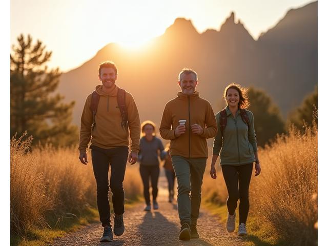 Active Boulder residents hiking a scenic trail, symbolizing movement and vitality