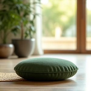 Elegant meditation cushion in a serene setting